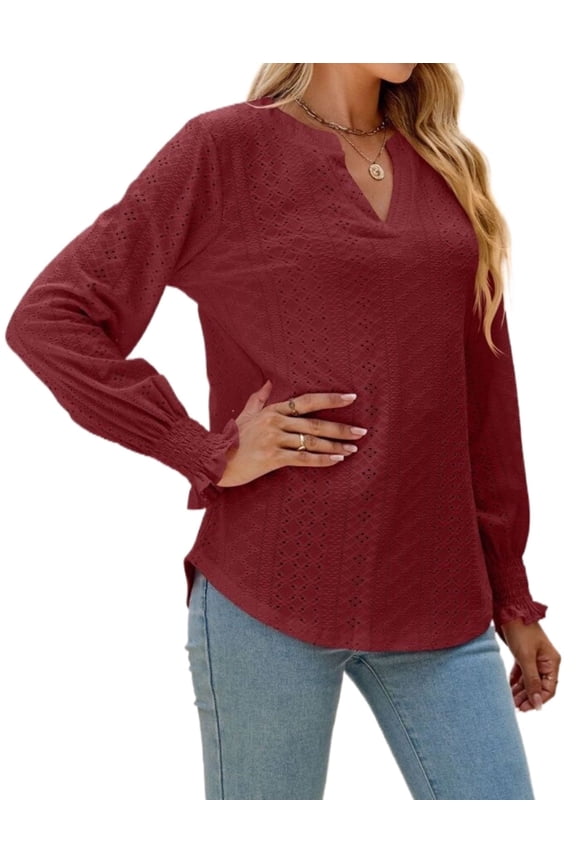 Womens Shirts Lace Top Casual Long Sleeve V Neck Shirts for Womens Puffed Puffed Sleeves Tops for Womens Cogild