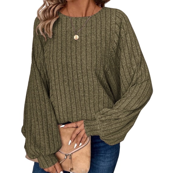 Cogild Women's Plus Size Sweaters for Women, Lightweight Ribbed Solid Color Long Sleeve, Oversized, 5XL