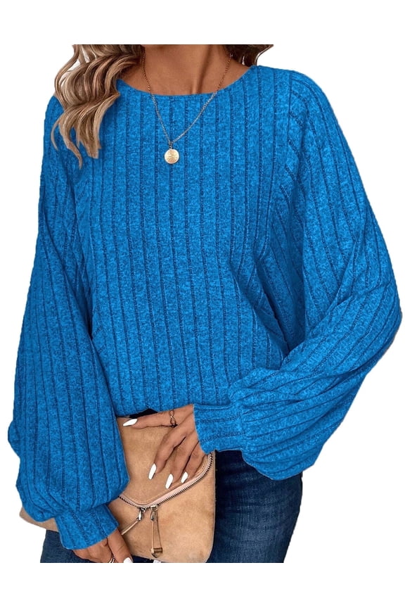 Women's Plus Size Sweaters for Women, Lightweight Ribbed Solid Color Long Sleeve, Oversized, 5XL