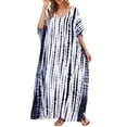 thumbnail image 1 of Cogild Women Swimsuit Cover Ups Ethnic Short Sleeve V Neck Plus Size Beach Kaftan Dresses, 1 of 6