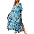 thumbnail image 1 of Cogild Women Swimsuit Cover Ups Ethnic Short Sleeve V Neck Plus Size Beach Kaftan Dresses, 1 of 6