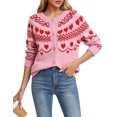 thumbnail image 1 of Cogild Cardigan Sweaters for Women Heart Pattern Knit, Crew Neck Long Sleeve, 1 of 9