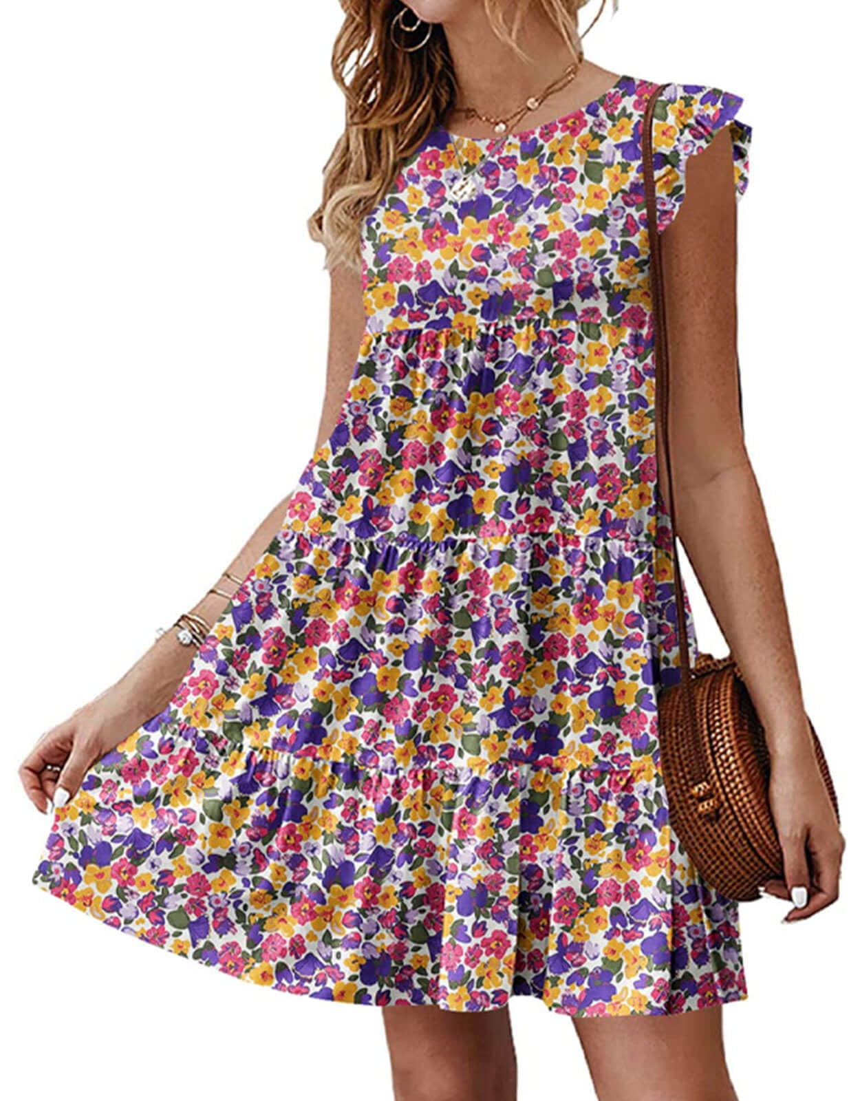 Floral Print Pleated Mini Dress main image 0