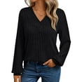thumbnail image 1 of Cogild Womens V Neck Ribbed Knit Long Sleeve Solid Color Pullover Tops Shirts for Womens Soft Casual Fall Autumn Sweaters for Womens, 1 of 6