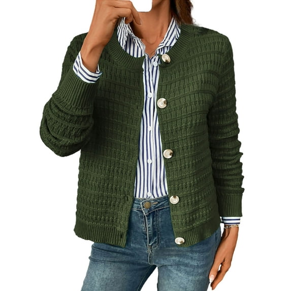 Coglid Textured Knit Cardigans for Womens with Button-Down Front Classic Design Fall Winter Sweaters for Womens Solid Color Cardignas for Ladies