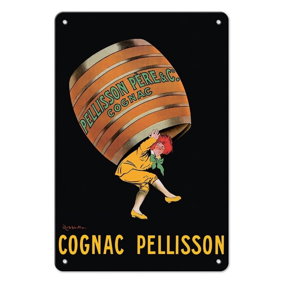 Cognac Brandy - Pellisson Père & Co. - Vintage France Advertising Poster by Leonetto Cappiello c.1907 - 8 x 12 inch Vintage Metal Tin Sign