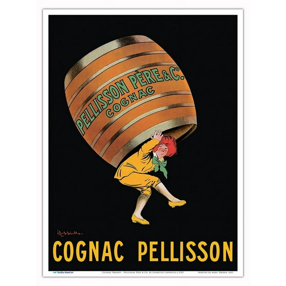 Cognac Brandy - Pellisson Père & Co. - Vintage France Advertising Poster by Leonetto Cappiello c.1907 - Master Art Print (Unframed) 9in x 12in