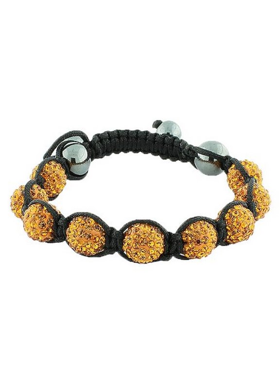 Cognac Brown CZ Black Cord Adjustable Macrame Bracelet