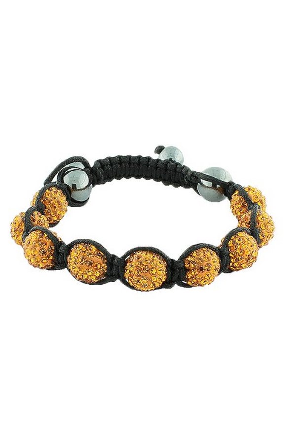 Cognac Brown CZ Black Cord Adjustable Macrame Bracelet