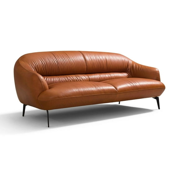 Cognac Leather Couch, Made In , Full Foam Seat Construction, Metal Legs, , 88" Width, 17" Height, 22" Depth, 2 Design Settee, Firm Back Cushion, Particleboard, 81" 220lbs Weight Capacity, Option