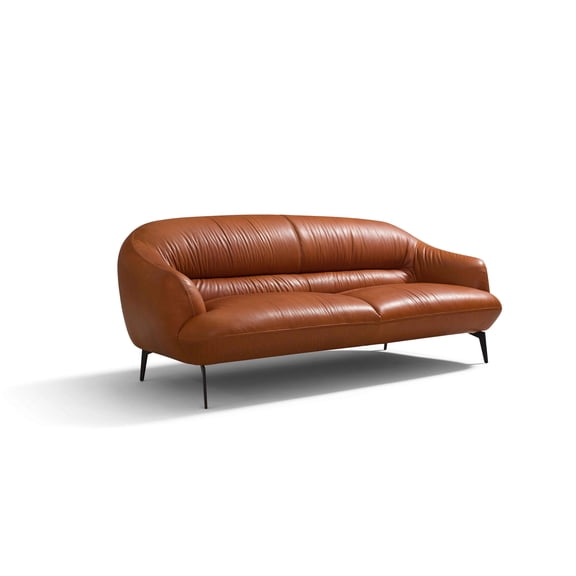 Cognac Leather Sofa, KD Legs Design / Easy Assembly for Home Use