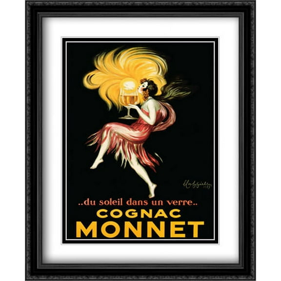 Cognac Monnet 2x Matted 28x34 Large Black Ornate Framed Art Print by Cappiello, Leonetto