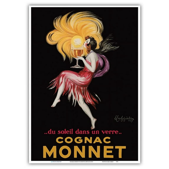 Cognac Monnet - Sun in a Glass (Du Soleil Dans Un Verre) - Vintage Advertising Poster by Leonetto Cappiello c.1927 - Master Art Print 10in x 14in