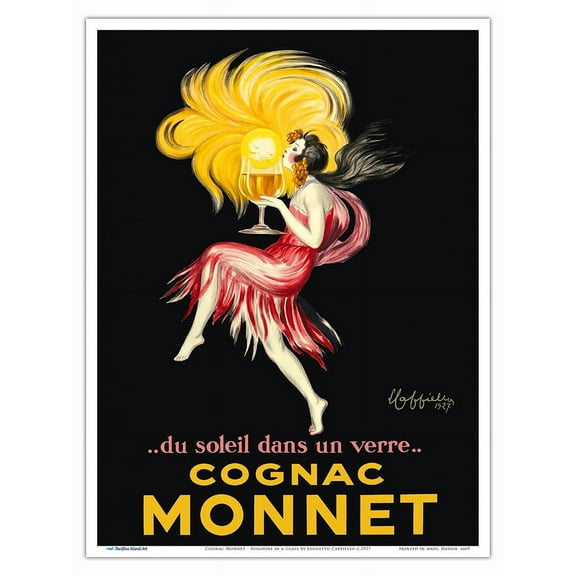 Cognac Monnet - Sunshine in a Glass (du Soleil dans un Verre) - Vintage French Advertising Poster by Leonetto Cappiello c.1927 - Master Art Print (Unframed) 9in x 12in