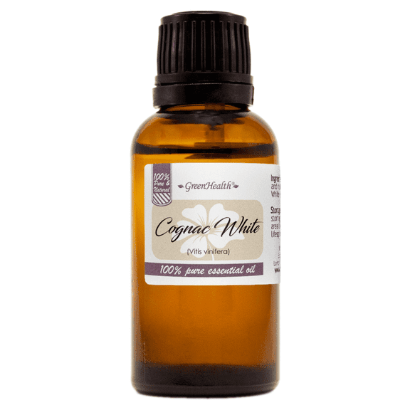 GreenHealth Cognac White Essential Oil - 1 fl oz - Amber Glass Bottle w/ Euro Dropper - 100% Pure & Natural
