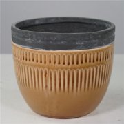 Cognac with Gray Border Planter