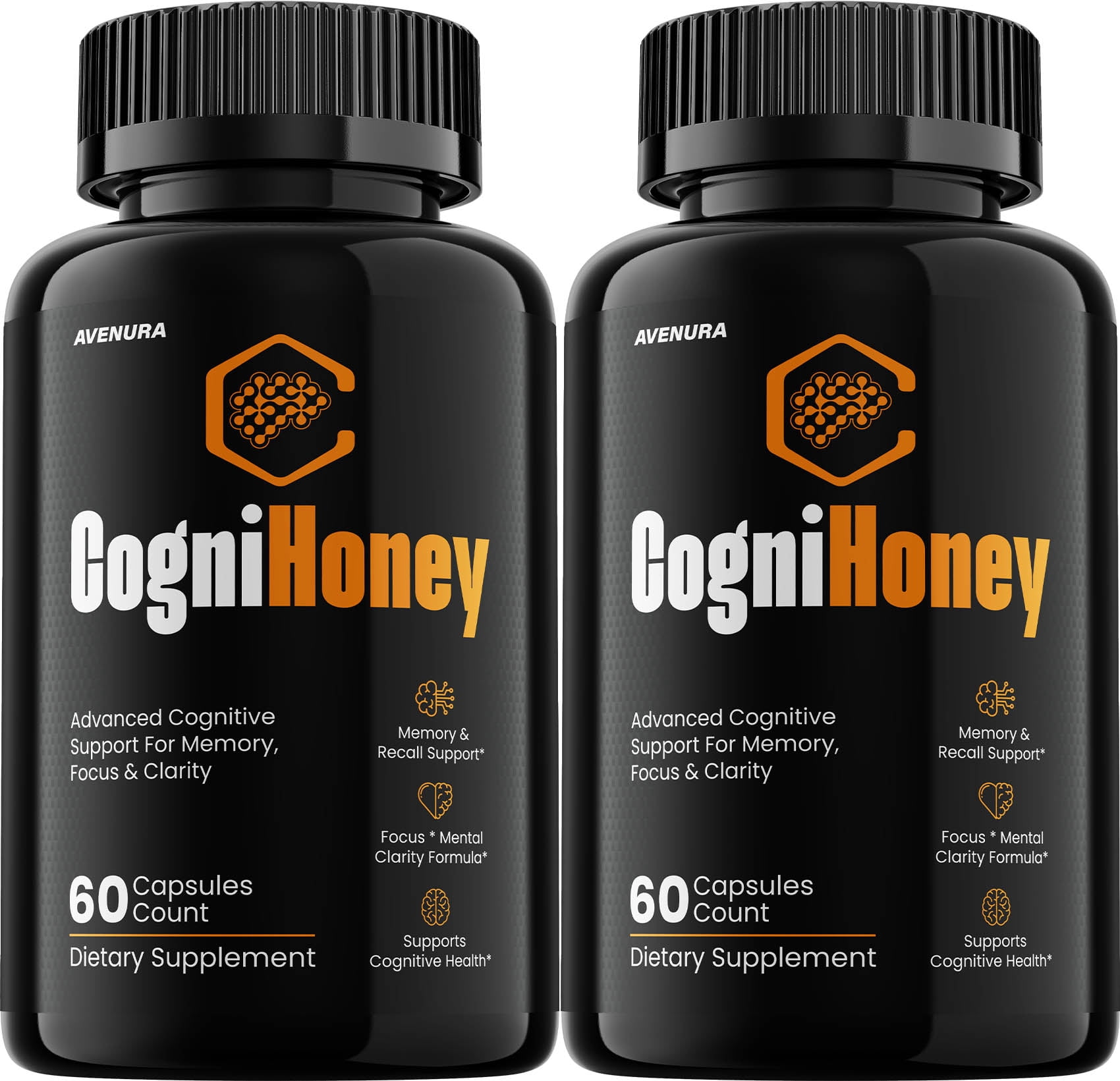 CogniHoney Capsules – Cogni Honey Natural Blend Memory Focus Brain Support Supplement, 2 Pack, 120 Capsules