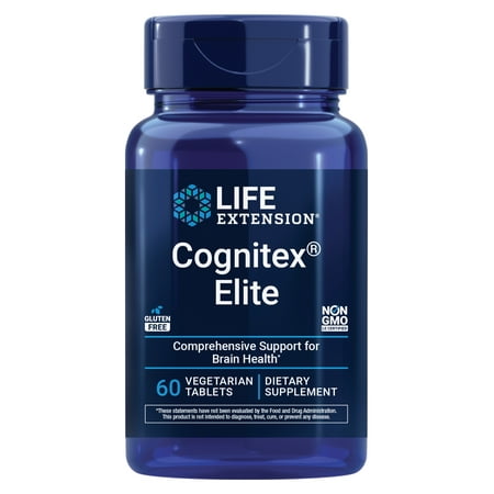 Life Extension Cognitex® Elite, sage, blueberry, ashwagandha, phosphatidylserine, vinpocetine, attention, focus, mood & memory, gluten-free, non-GMO, vegetarian, 60 tablets