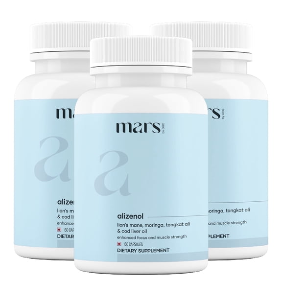 Mars Cognitive Support & Muscle Wellness  Enriched with Alizenol | 60 Capsules per Bottle | Pack of 3