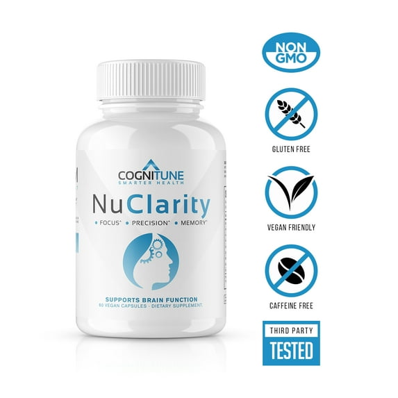 Cognitune NuClarity Nootropic Brain Supplement for Memory, Focus & Mental Clarity with Ginkgo Biloba, 60 Capsules