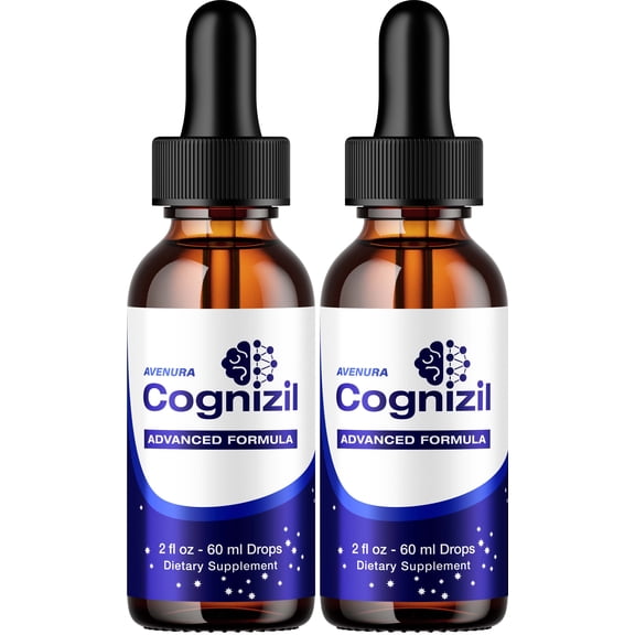 Cognizil Liquid Drops Cogni Zil Natural Blend Memory Focus Brain Health Support Supplement, 2 Pack, 2 Month Supply