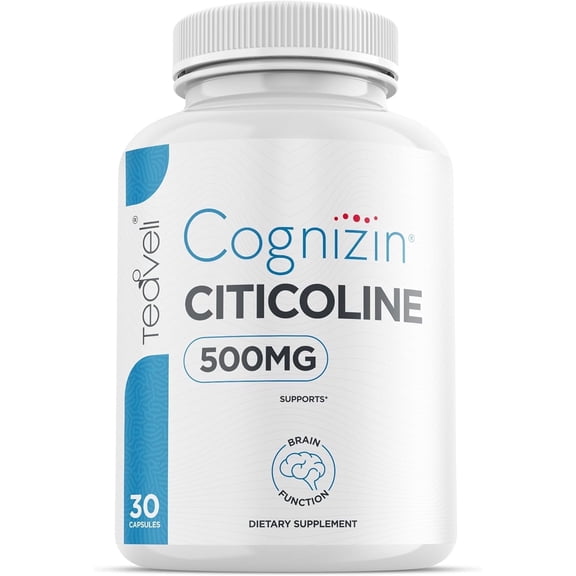 Cognizin Citicoline- 500mg CDP Choline Supplement- Clinically Studied Brain Supplement to Support Clarity, Concentration and Memory Most Bioavailable Form of Choline Supplements - 30 Servings