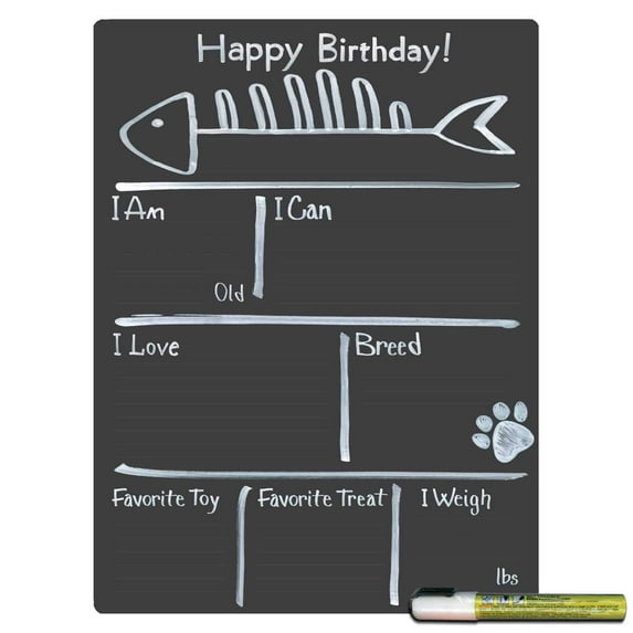 Cohas Fish Theme Pet Milestone Chalkboard, 12 by 16 inches, White Marker