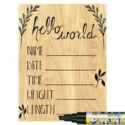 Cohas Hello World Baby Announcement 5 by 7 Inch Wood Board