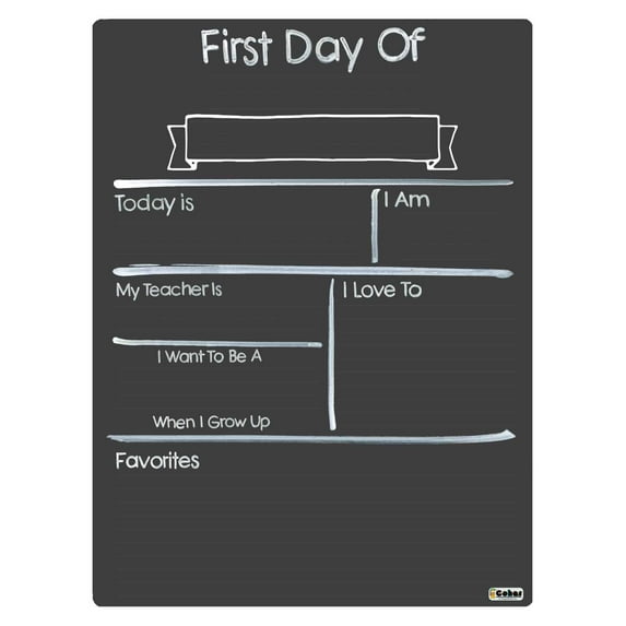 Cohas Simple First Day of School Milestone Chalkboard, 12 by 16 inches, No Marker