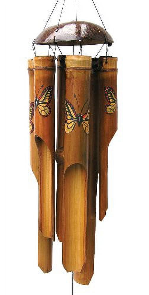 Hand Painted Bamboo Butterfly Garden Wind Chime, Medium
