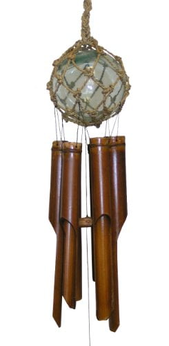 Cohasset 265 6" Clear Glass Fish Float Bamboo Wind Chime