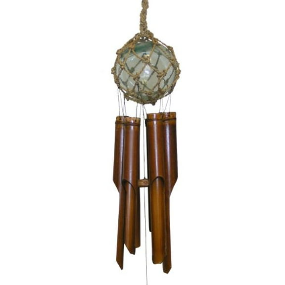 Cohasset 265 6" Clear Glass Fish Float Bamboo Wind Chime