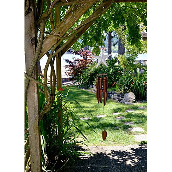 Cohasset Distressed White Starfish Bamboo Wind Chime