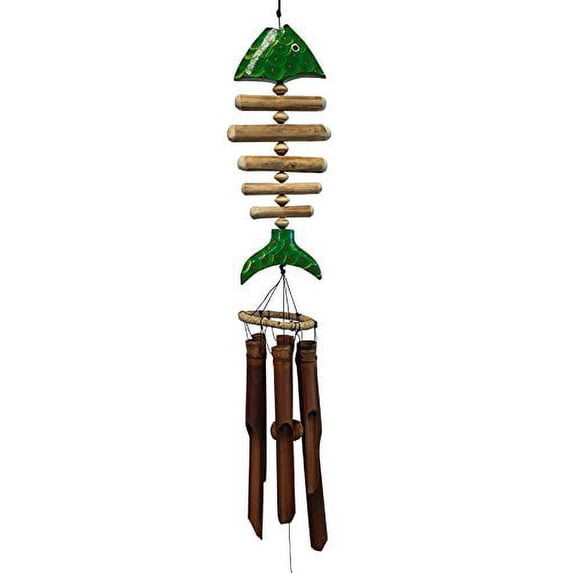 Cohasset Gifts 105G Koi Bone Fish Wind Chime, Green