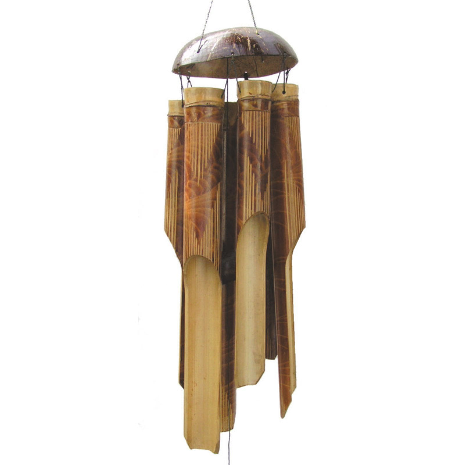 Large Natural Bamboo Whisper Wind Chime with Etched Design