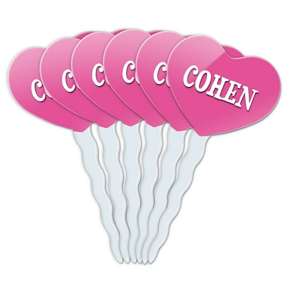 Cohen Heart Love Cupcake Picks Toppers - Set of 6