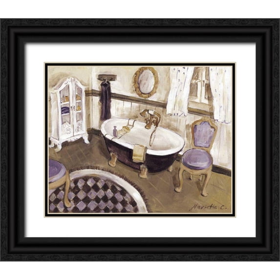 Cohen, Marietta 24x20 Black Ornate Wood Framed with Double Matting Museum Art Print Titled - Lavender Retreat I