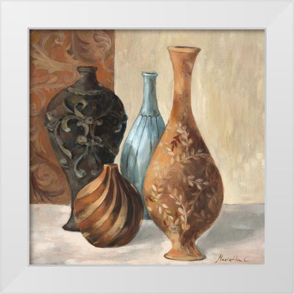 Cohen, Marietta 26x26 White Modern Wood Framed Museum Art Print Titled - Spa Vases I