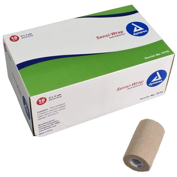 Cohesive Bandage Sensi-Wrap 4 Inch X 5 Yard Standard Compression Self-adherent Closure Tan NonSterile