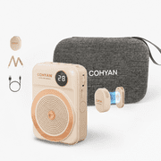 Cohyan Beige Portable Voice Amplifier with Digital Display, Rechargeable Personal PA Speaker with Wireless Lavalier Microphone, Storage Case & Shoulder Strap for Teachers