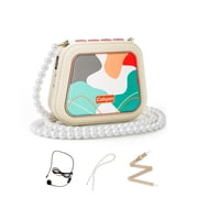 Cohyan Beige Stylish Portable Voice Amplifier for Teachers, Rechargeable Personal PA Speaker with Wired Headset Mic, Pearl Chain & Shoulder Strap for Classroom, Tour Guide