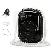 Cohyan Black Portable Voice Amplifier with Digital Display, Personal PA Speaker with Wired & Wireless Headset Microphone, Pearl Chain & Shoulder Strap for Teachers