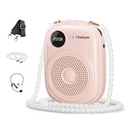 Cohyan Pink Portable Digital Display Voice Amplifier for Teachers, Personal PA Speaker with Wired Headset Microphone, Bluetooth,Pearl Chain & Shoulder Strap