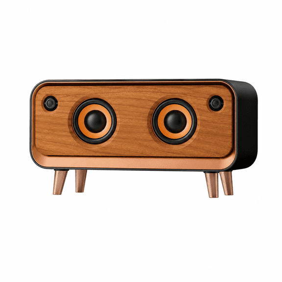 Cohyan Retro Wooden RGB Ambient Light Bluetooth Portable Speaker, Black