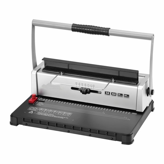 Coil Binding Machine, Manual Book Maker 34-Holes, 120 Sheet Capacity, Letter/A4/A5, 3/16"-9/16" Coil Spines, Adjustable Margin Punch Binder