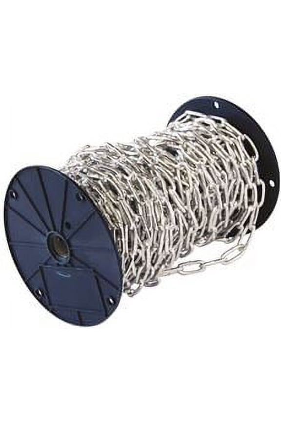 Coil Chain Straight Link, Zinc, 2/0 X 98 Ft.