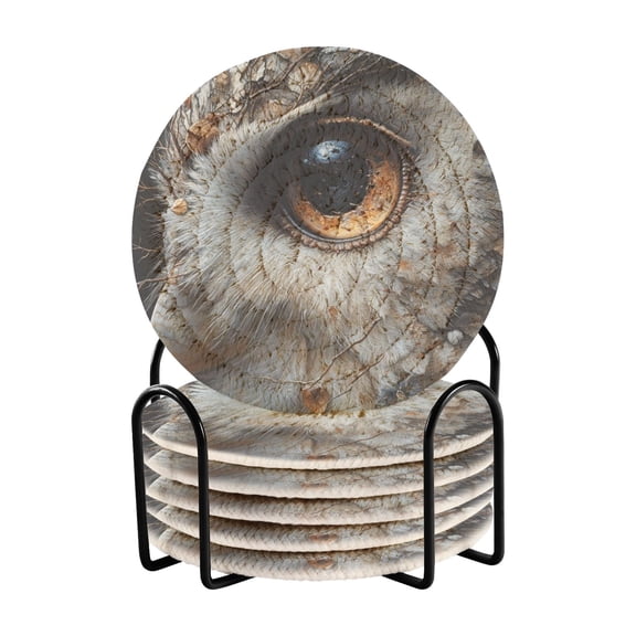 Coil Coasters Set of 6Eagle's Head3.94-inch diameter printed on one side, non-slip, heat-insulating, moisture-wicking home accessory.