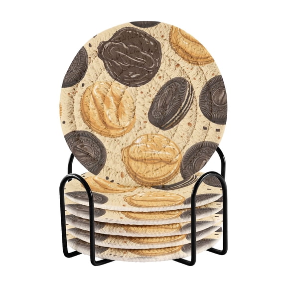 Coil Coasters Set of 6Oreo Cookies3.94-inch diameter printed on one side, non-slip, heat-insulating, moisture-wicking home accessory.