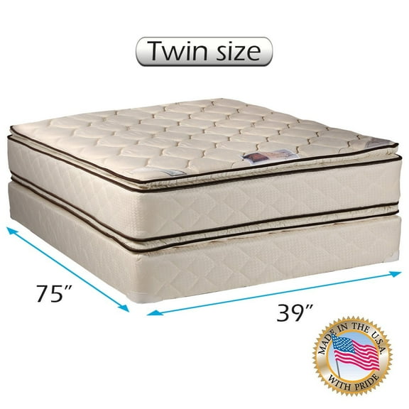 Coil Comfort PillowTop (Eurotop) Mattress set with Mattress Cover Protector Included - Two-Sided, Innerspring coil, Fully Assembled, Orthopedic, Longlasting by Dream Solutions USA (Twin 39"x75"x11")