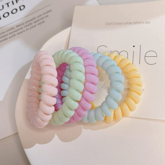 Coil Hair Ties for Women Girls, Macaroon Color, No Crease Ponytail Holders
